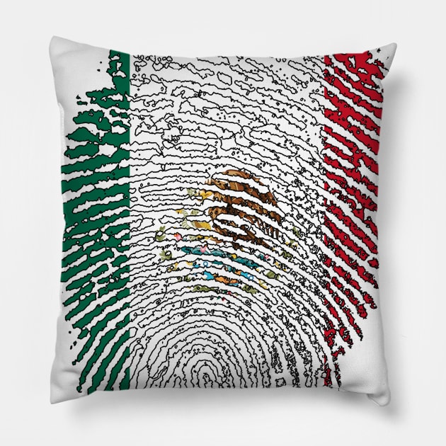 Mexico Flag - Mexican Flag - MX Flag Fingerprint Pillow by Printaha