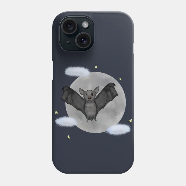 Bat flying over moon Phone Case by Antiope