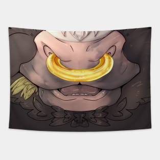 Pierced Dark Holstein Cow Mask Tapestry