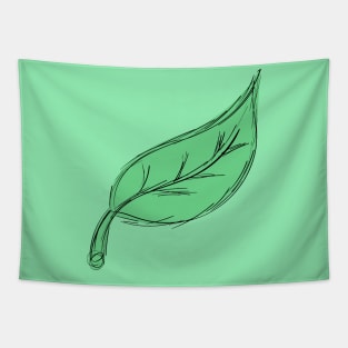 Green Leaf Hand Drawn Tapestry