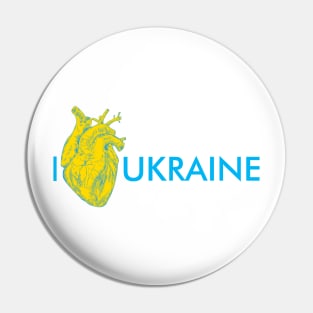 I love Ukraine, an anatomical heart in the colors of the flag. Pin