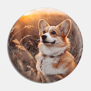 Corgi at Sunset Pin