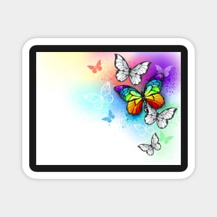 White Background with Rainbow Butterfly Magnet