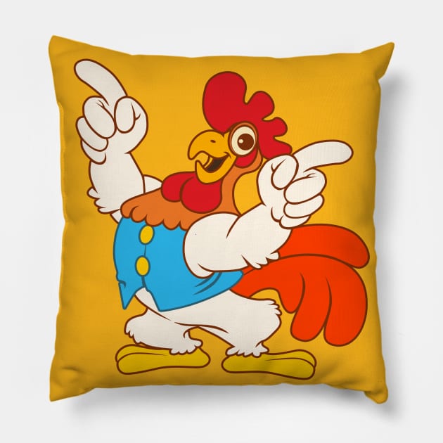 pointing rooster Pillow by richhwalsh