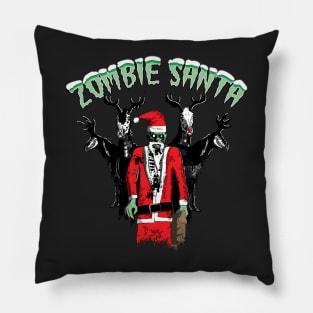 Zombie Santa and Reindeers Pillow