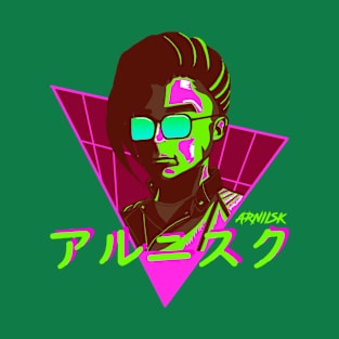 Aesthetic Retrowave Synthwave Girl (Arniisk) light green T-Shirt