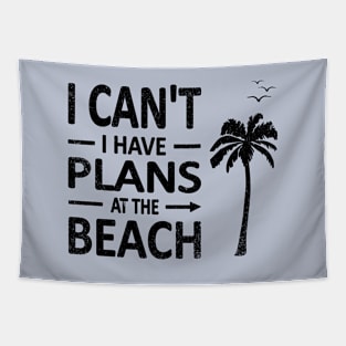 I cant I have plans at the BEACH palm tree coconut black Tapestry