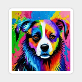 Cool Neon Puppy Print Magnet