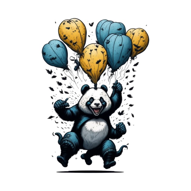 happy panda with baloons by samsamteez