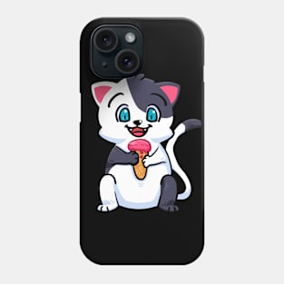 Cat cute with ice cream Phone Case