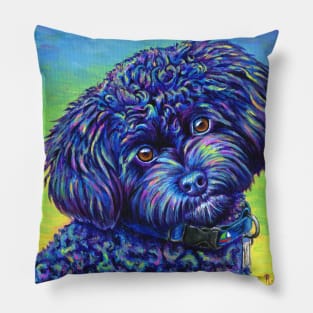 Colorful Black Toy Poodle Pillow