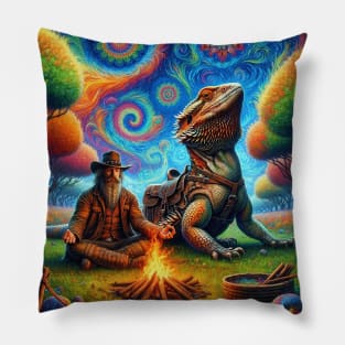 Cowboy Dragon Campfire Pillow