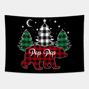Pop Pop Bear Buffalo Red Plaid Matching Family Christmas Tapestry