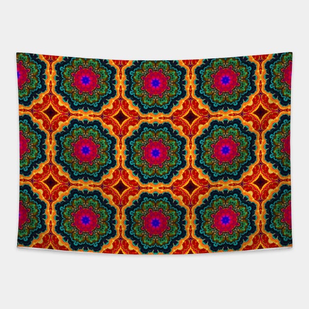 Moroccan arabic oriental tile pattern Tapestry by redwitchart