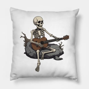 Skeleton Playing Guitar Pillow