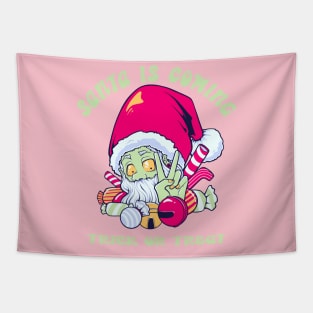 Santa is Coming “Trick or Treat” Tapestry