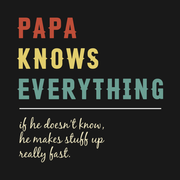 Papa Knows Everything Funny Vintage Retro Best Papa by Tun Clothing