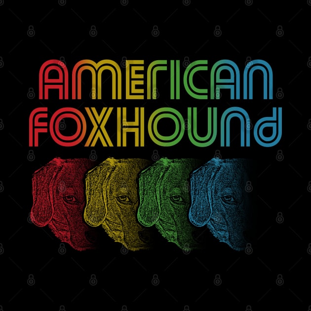 Cool Retro Groovy American Foxhound Dog by Madfido