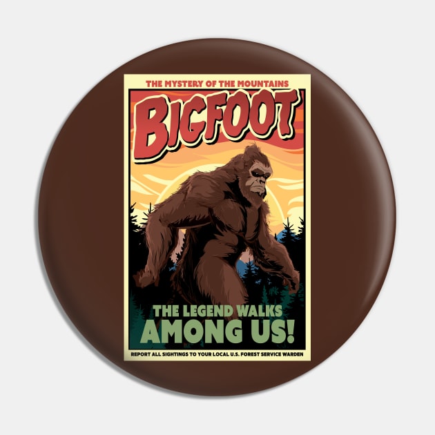 Bigfoot Pin by CuddleswithCatsArt