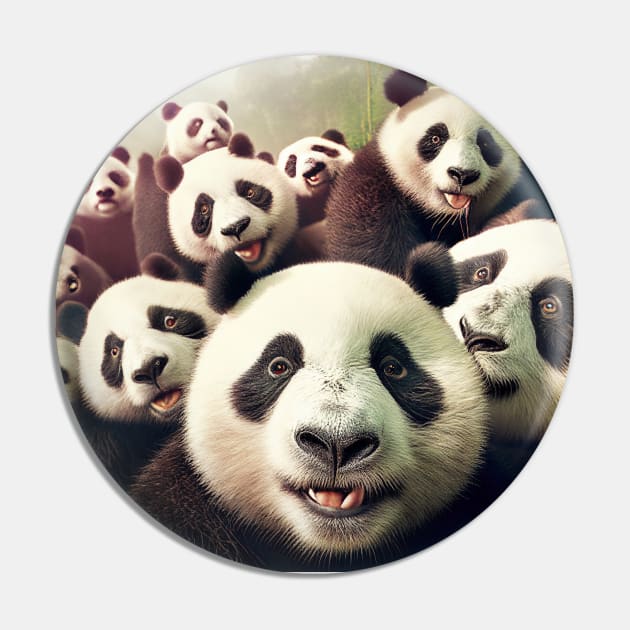 Panda Bear Wild Nature Funny Happy Humor Photo Selfie Pin by Cubebox