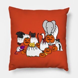 Animals in Halloween Horror Costumes Pillow