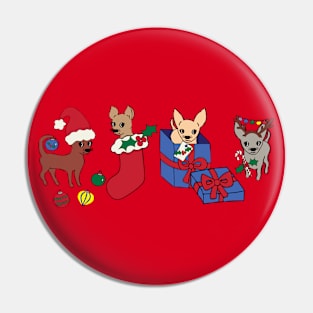 Red Christmas Chihuahuas - Smooth Coat Chihuahuas - Christmas Chihuahua Tee Pin