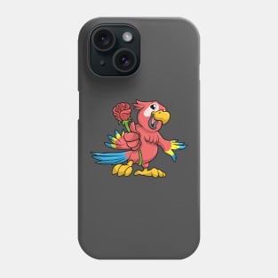 Parrot with yellow Beak and red Rose Phone Case