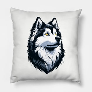 Stunning and Cool American Eskimo Dog Monochrome and Gold Portrait for Father's Day Pillow