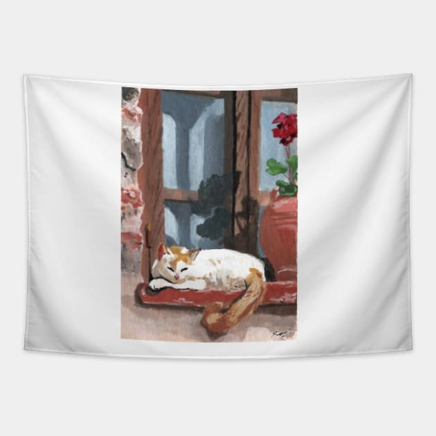 Sleeping cat Tapestry by Ka.Arts