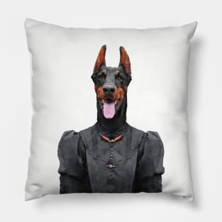 Victorian Doberman Dog Portrait Pillow