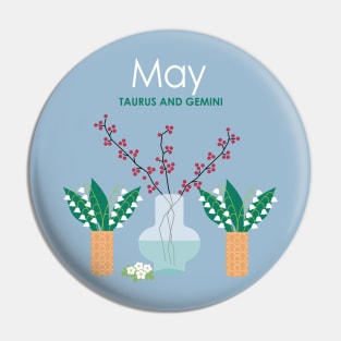 May Birth Flowers Pin