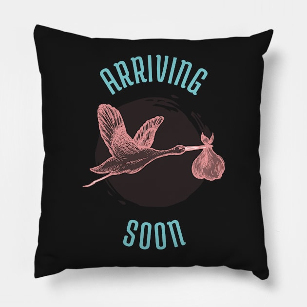 Baby Girl Arriving Soon Pillow by KazSells