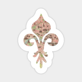 Fleur-de-lis cut from 1911 Paris Monuments Map Magnet