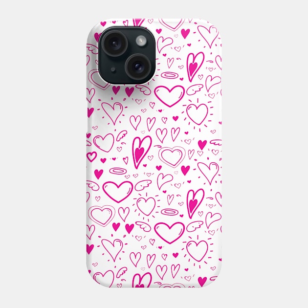 Cute Hearts Doodle Art Phone Case by labatchino