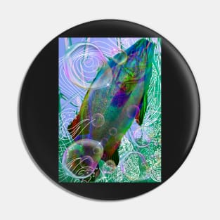 Underwater fish swimming with colorful bubbles. Pin