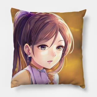 Beautiful brown hair anime school girl Pillow