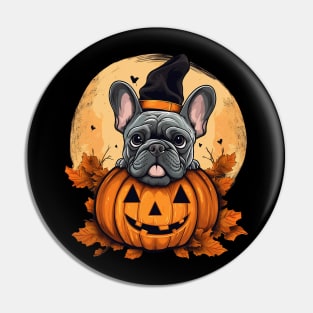 Halloween French bulldog & pumpkin ghost Pin