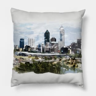 Perth City Capital of Western Australia Watercolour Travel Wanderlust Souvenir Pillow