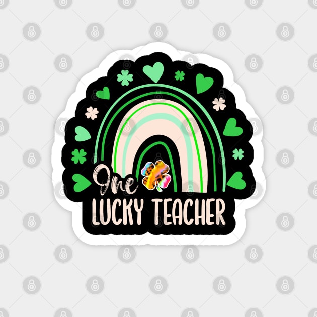 Leopard Tie Dye Rainbow Happy St Patricks Day One Lucky Teacher Shamrock Magnet by wonderws