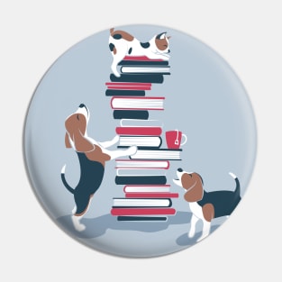 Life is better with books and a friend // spot illustration 02 // blue and red Pin