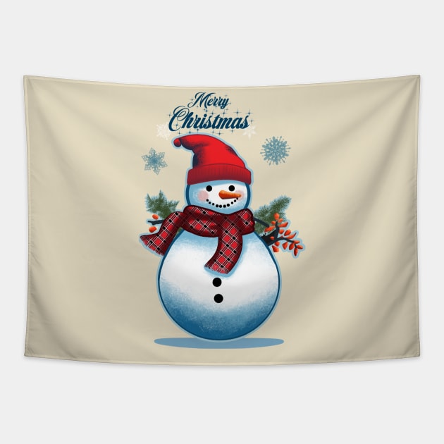 Merry Christmas Snowman Tapestry by Elijah101