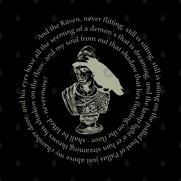 Edgar Allan Poe Raven Poem - Bust Of Pallas Athena 2 by EDDArt