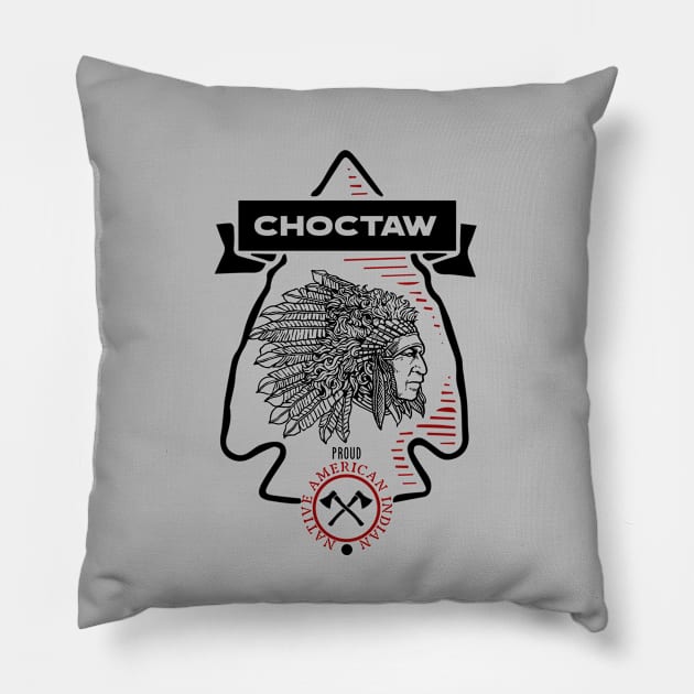 Choctaw Tribe Native American Indian Proud Retro Arrow Pillow by The Dirty Gringo