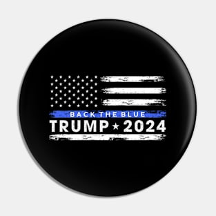 Pro Trump 2024 Back The Blue Thin Blue Line American Flag Pin