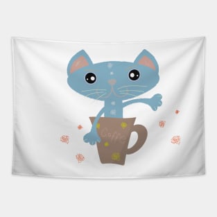 Cat In A Coffe Cup Tapestry