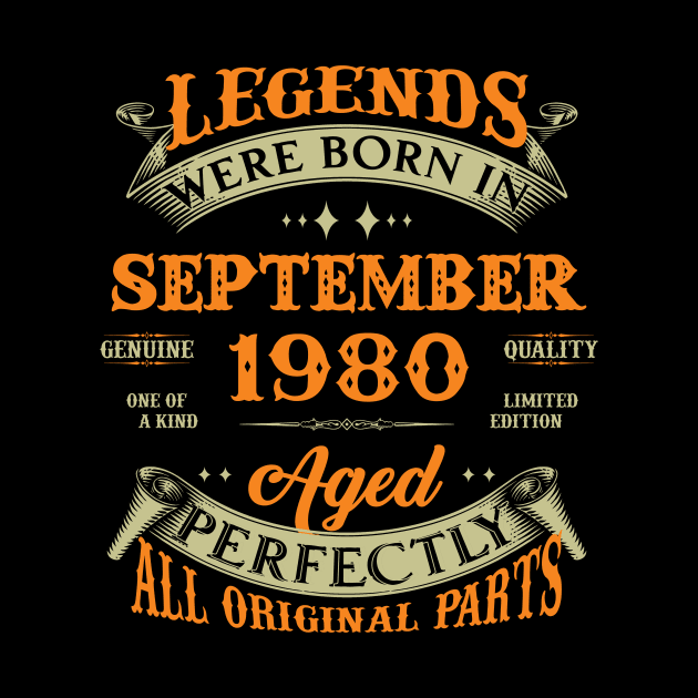 43rd Birthday Gift Legends Born In September 1980 43 Years Old by super soul