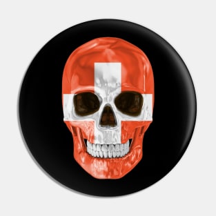 Switzerland Flag Skull - Gift for Swiss With Roots From Switzerland Pin