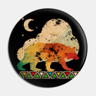 Bear vintage walking in the night Pin