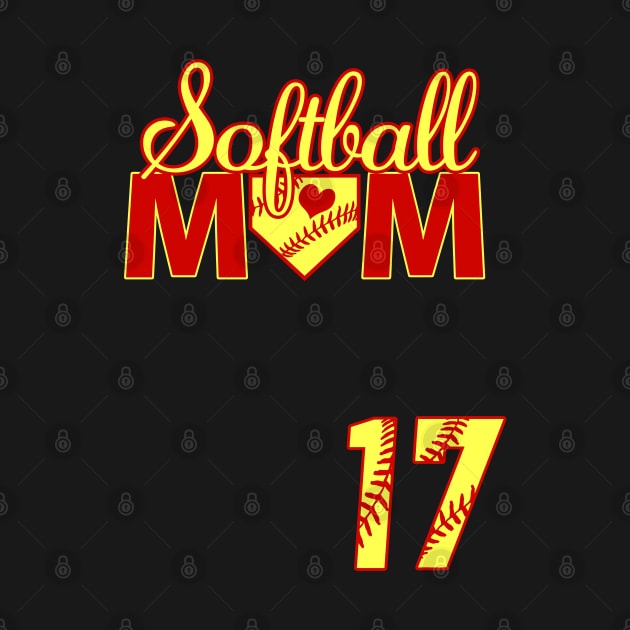 Softball Mom #17 Softball Jersey Favorite Player Biggest Fan Heart Seventeen by TeeCreations