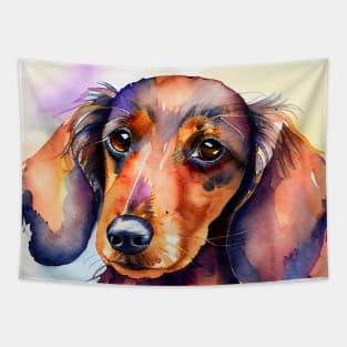 Watercolor Dachshund Dog Portrait Tapestry